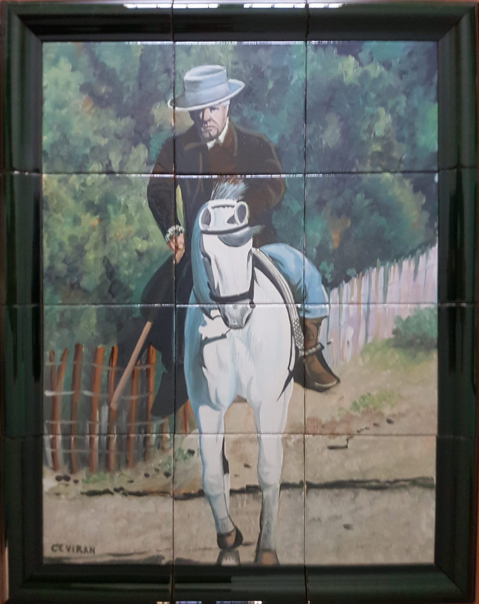 Mural cerámico figurativo, panel artesano de gran formato
