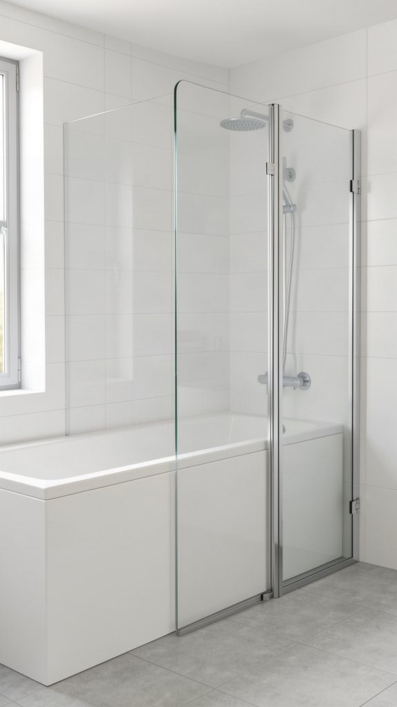 Mampara de bañera con panel fijo y hoja abatible