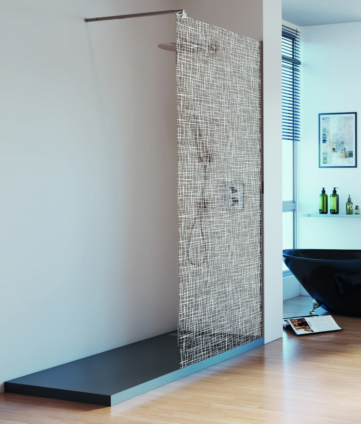Panel fijo walk-in de cristal templado para ducha
